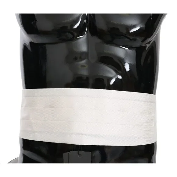 Dolce & Gabbana White Men Waist Belt 100% Silk Cummerbund - Picture 1 of 5